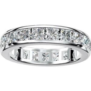 3.15ct Moissanite Eternity Ring 18K White Gold Plated Silver Size 7.5 Wedding